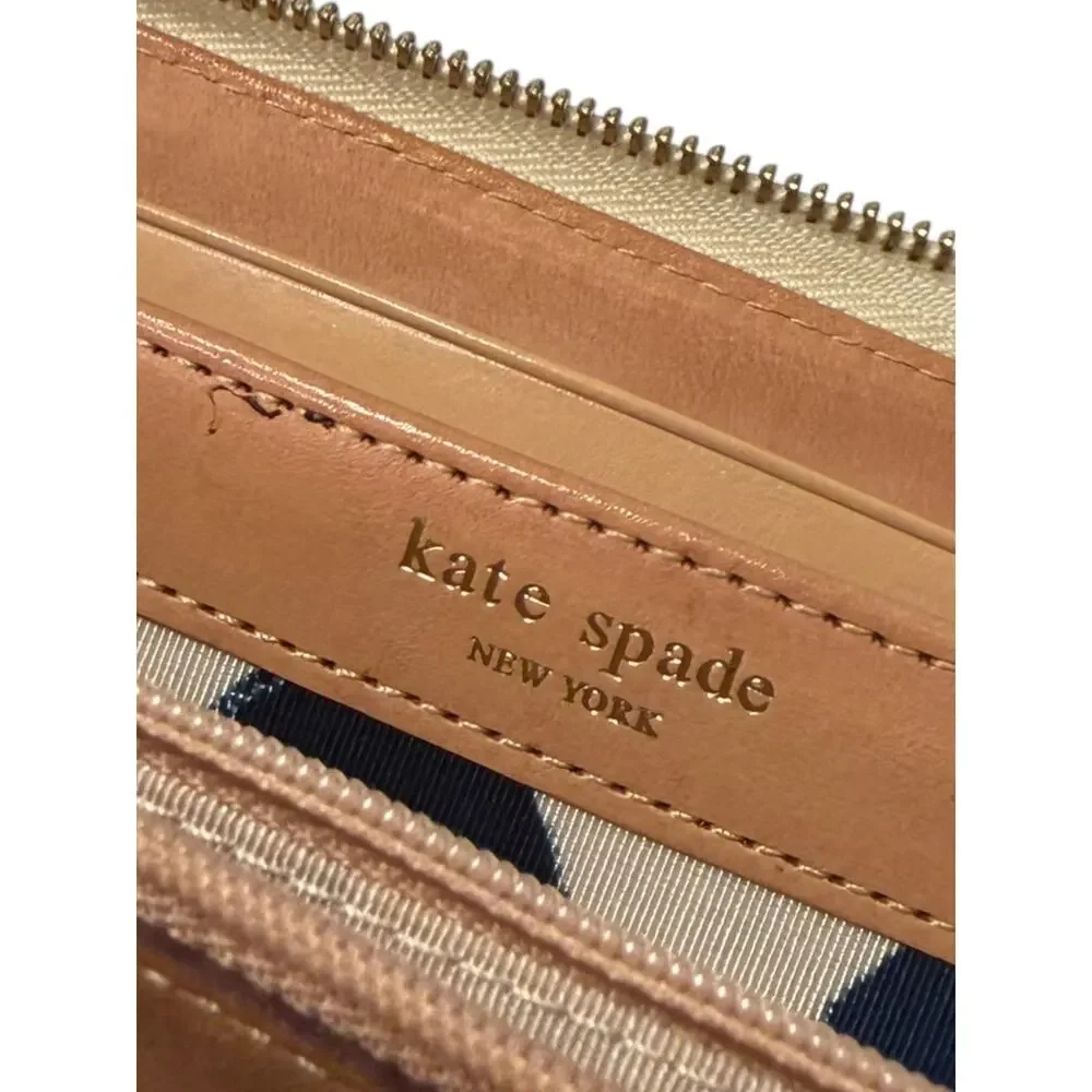 Kate Spade New York Large Continental Wallet Cream Leather Ostrich Embossed